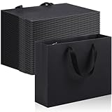 PerKoop 40 Stück Kraftpapiertüten mit Henkel für Geschenkpapier, Dessert, Business, Boutique, Partygeschenke (schwarz)
