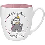 GRUSS & CO Anti-Stress-Tasse Motiv 'Büroqueen' | Tasse mit Spruch, 45 cl, New Bone China | Geschenk Kollegin | 45488