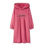 GOSO Mädchen-Nachthemd, Fleece, Morgenmantel, Nachtwäsche, langärmelig, Loungewear mit Kapuzenpullover, Flanell, Winter, warm, Nachtwäsche, Nachthemd, 7F, Rosa, 11 Jahre