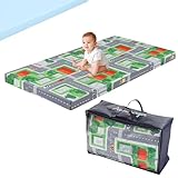 Arensberger Kinderreisebett Matratze 60x120 cm | 6cm Hoch | Faltbare Baby- & Kindermatratze mit Stadtmotiv | Nanocell Gelschaum mit Abnehmbarer Bezug & Tragetasche