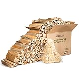 iPELLET Anzündholz aus Kiefer, 27 L Box (ca. 7 kg) mit Holzwolle-Anzündern | Naturprodukt, Kaminanzünder für Ofen, Grill & Feuerstelle