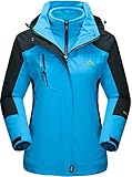 TACVASEN Damen Doppeljacke Fleece Jacke Wandern Winter Funktionsjacke Windjacke Wasser- und Winddicht Softshelljacke, Blau, S
