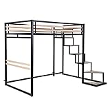 MEUBLE COSY Hochbett 140x200cm Bettrahmen Etagenbett mit Lattenroste aus Holz und Metall, Industriell, für Erwachsene und Kinder