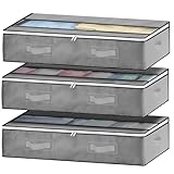 GoMaihe Unterbett Aufbewahrungsbox 3 Set Unterbettkommode Aufbewahrungstasche Unterbettbox Organizer mit Reißverschluss und Griff Faltbare Aufbewahrung für Kissen Kleidung Decken Bettdecken