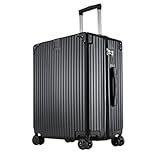 OZWYCY Rollkoffer 20-Zoll-Trolley-Koffer, Passwortbox, universeller Rollkoffer, modischer Lederkoffer Reisekoffer(Black,32in)