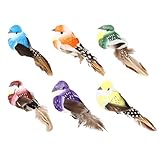 RUIJIE 6Pcs Künstliche Federvögel, Künstliche Vögel Deko mit Clip, künstliche Vogel Dekor Simulation Vogel Feder Vogel für Garten Frühling Deko Modell Osterfiguren