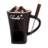 Schokofondue Tasse Inklusive Gabeln Und Kerzen, Keramik Käsefondue Set, Schoko Fondue Tasse Mit Gabel, Keramik Schokoladenfondue Becher, Zum Schmelzen Von Schokolade Käse Und Butter 8.3x11CM