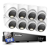 ANNKE 1080P Kabelgebundenes Überwachungskamera Aussen Set Set mit Audio, 8 Kanal 3K Lite DVR mit 8X 2MP Kameras mit Dual-Licht, Farb-Nachtsicht, Mensch-/Fahrzeugerkennung, IP67, 8TB Festplatte