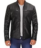fjackets Schwarze Lederjacke für Herren – echtes Lammfell Clinton schwarze Lederjacken für Herren | [1100442] S, Clinton Herren Lederjacke, Schwarz, Small