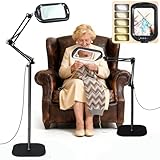 GABORISH 10X 30X Standlupe mit Licht und Ständer, 3 in 1 Lupenlampe mit 60 LED, Rechteckige Klappbarer Arm Lupenleuchte mit Klemme, 5 Farbmodi Dimmbar Händefrei Leselupe mit Licht für Senioren Groß