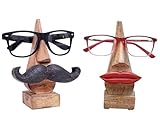 Ajuny Handgefertigter Dekorativer Brillenhalter aus Holz mit Lippen und Schnurrbart Design Brillenständer aus Holz, Specs für Büro Schreibtisch Heimdekoration (Lippen-Schnurrbart-Kombination)