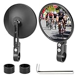Motorrad Spiegel, Fahrrad Rückspiegel 360° Drehbar, 2 Stück Runde Lenkerendenspiegel von 22 mm und 25, Supermoto Spiegel Kompatibel mit Meisten Motorrädern