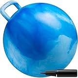 Hüpfball mit Griff für Kinder – 50 cm Hüpfball für Kinder im Alter von 7–9 Jahren, Blauer Hüpfball als Geschenk für Jungen oder Mädchen, Hüpfball mit Handpumpe