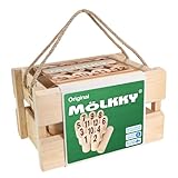 Mölkky Original - Holz Wurfspiele für Draußen, Garten, Picknick, Strand, Freizeit, Camping - Birkenholz 12 Kegel,1 Stock, Spiel Outdoor für Familie, Gruppen, 2+ Spieler, ab 6 Jahren