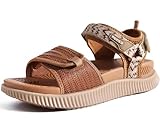 KuaiLu Sandalen Damen Trekking Bequeme Orthopädische Plantarfasziitis Sport Outdoor Wandersandalen Frauen Sommer Leicht Offen Zehen Verstellbare Klett Sandalen Khaki 38