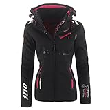 Geographical Norway Damen Softshell Funktions Outdoor Regen Jacke Sport (S, Schwarz)
