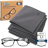 TiefenRein Brillenputztücher Mikrofaser 4X Grau - 20x20cm Extra Weich – Bildschirm Reinigungstücher, Brillenputztuch Groß, Microfaser Brillenputztuch für Klare Sicht und Sanfte Pflege der Brille
