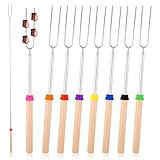 PBUSPU 8 Stück Teleskop Grillspieße, Teleskop Grillspieße Edelstahl Marshmallow, Lagerfeuer Spieße, Grillgabel, Edelstahl Ausziehbar, für Camping Grill BBQ den Außenbereich, Grillstab 31-81cm