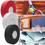 Schläger Tape Griffband Selbstklebend - 3 Rollen 25mm x 25m Grip Tape, Rutschfest Griffband Sporttape, für Golf Schläger, Tennis Schläger, Badminton Schläger, Eishockey Stöcke (Schwarz+Weiß+Rot)