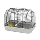 perfk Transportkäfig, Leichter Vogelträger, tragbarer, sichtbares Fenster, Reisekäfig, Haustierkäfig für Papageien, Vögel, Wellensittiche, Sittiche, Grau