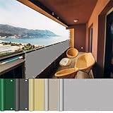 Balkonverkleidung Zaunblende 350x550cm Wetterfest Wasserabweisend Hellgrau 100% Privatsphäre für Balkon Terrasse und Gartenzaun