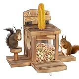 Diealles Shine Eichhörnchen Futterhaus, Eichhörnchen Futterstation Wetterfest, Langlebigen Holz Eichhörnchen Haus, Aufhängen Eichhörnchenhaus, 2 Eingänge & 3 Sitzplattformen