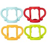 Babyflaschengriffe, 4 Stück, sicherer, weicher Silikon-Babyflaschenhalter, hitzebeständige, rutschfeste Griffe mit leicht zu greifendem Griff..