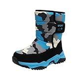 Kinder Schuhe Camouflage Schneestiefel Mädchen Jungen Outdoor-Stiefel Warme Stiefel Baumwolle Schneestiefel Mädchen Absatzstiefel Größe 35, blau, 38/38.5 EU