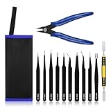 Ainiv Pinzette Sets, 12 Stück Präzisions Antistatisch Edelstahl Pinzette Werkzeug, für Computer Elektronische Reparaturen Schmuck Präzisionsarbeit Laborarbeit Schönheit und Haarentfernung