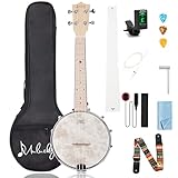 Mulucky 4 String Banjolele, Banjo Ukulele Konzertgröße 23 Zoll mit Remo Fell, geschlossener Massivholzboden, Beginner Kit mit Truss Rod Gig Bag Tuner String Strap Picks - MBU-801