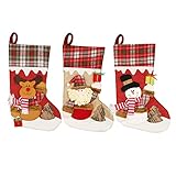 Aohcae 3 Stück Weihnachtsstrumpf Set, Nikolausstrumpf Nikolausstiefel zum Befüllen Christmas Stockings Weihnachtsdekoration Kamin Weihnachtsstrumpf Kamin