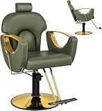 TUPOSTAR Professioneller Friseurstuhl Bequeme Polsterung Verbesserte, Langlebige Armlehnen 360-Grad-Drehung Gewichtskapazität: 150 Kg,Grün,100X65X90CM