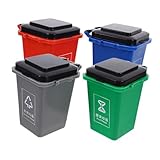 HOOTNEE Spielzeug Mülltonnen Set Für Kinder Lernspielzeug Zum Sortieren Und Recycling 4 Kleine Mülleimer Pädagogisches Spiel Ab 3 Jahren