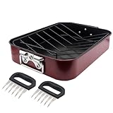 APLUSH Bräter Mit V-Rack, Antihaftbeschichteter Truthahn-Bräter Aus Edelstahl, Robuster, Langlebiger Bräter Zum Braten Von Truthahn, Huhn, Fleisch, Gemüse, Im Ofen
