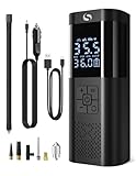 SERVOMASTER Elektrische Luftpumpe, Tragbar Mini Kompressor mit Manometer, Elektrische Luftpumpe Akku 150PSI 12V DC, Luftpumpe Fahrrad mit LED für Auto Motorrad Fahrrad Kugel