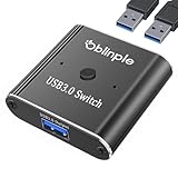 Oblinple USB 3.0 Switch, Bi-Direktional USB Sharing Umschalter 2PC mit 2 USB 3.0 Kabel, KVM Switcher 2 In 1 Out (1 In 2 Out) für Computer, Drucker, Scanner, Tastatur, Maus, CarPlay, Android Auto