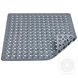 Duschmatte rutschfest,53x53cm,100% BPA frei,inkl 1 Abflusssieb Silikon,Antirutschmatte Dusche,maschinenwaschbar, schimmelresistent,hautsensitiv(Dunkelgrau)