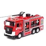 funnyKid Feuerwehrauto Spielzeug für Kinder, Metall-Modellauto mit Licht & Sound, 360drehbarer Wasserkanone, Rückziehmotor, Tür zum Öffnen, Geschenkbox, ideal für Jungen &Mädchen ab 4 5 6 7 8 9 Jahren