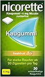 NICORETTE Kaugummi 4mg freshfruit – Nikotinkaugummi zur Raucherentwöhnung – Fruchtgeschmack – 4mg Nikotin – Rauchen aufhören – 30 St.