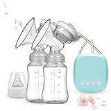 Bizcasa Elektrische Milchpumpe, Elektrische Doppelmilchpumpe, Brustmilchabsauger, Tragbare Brustpumpe, Tragbare Stillpumpe mit 2 Modi und 9 Stufen, ultra-leise wiederaufladbare Milchpumpe