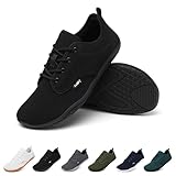 Geweo Barfußschuhe Herren Barfuss Schuhe Damen Barfuß Sneaker Barefoot Shoes Fitnessschuhe Laufschuhe Walkingschuhe Turnschuhe Minimalistische Straßenlaufschuhe Weich Leicht Bequeme, Schwarz 40 EU