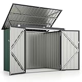 COSTWAY Mülltonnenbox für 2 Mülltonnen, Müllbox aus verzinktem Metall, Müllhaus mit 2 Türen & Klappdeckel, Mülltonnenschuppen abschließbar wetterfest, Gartenbox Garten 172 x 95,5 x 130 cm (Grün)