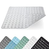 TONIAMO® Duschmatte transparent | Premium Antirutschmatte Dusche | 53x53 cm transparent | Komfort-Duschmatte | Badematte rutschfest schimmelresistent & maschinenwaschbar | Duscheinlage rutschfest
