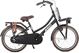 AMIGO Sturdy - Transportfahrrad 20 Zoll - Hollandrad mit Frontgepäckträger - Kinderfahrrad - 32 cm - Rücktrittbremse & V-Bremse - Mattschwarz