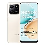 HONOR 400 Smart 4G Smartphone Dual SIM NFC Android 15, 6+128GB, 6500 mAh Dual Cell Akku, 108MP +2MP mit AI Taste Telefon, 6,77 Zoll 120 Hz Comfort Display, 5 Sterne SGS&IP65, Desert Gold