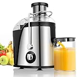 Dreamhigh® Entsafter, 800W Saftpresse Elektrisch, Entsafter für Obst und Gemüse in Edelstahl, Zentrifugaler Juicer Machine, 65 mm Einfüllöffnung, für Haushalte, Milchtee-Läden und Restaurants usw