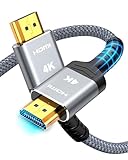 SNOWKIDS 4K HDMI Kabel 2Meter,HDMI-Kabel 4K@60Hz Nylon Geflecht Vergoldete Anschlüsse mit Ethernet/Audio Rückkanal, Kompatibel mit HDTV/Laptop/Blu-ray/Soundbar/Monitor/PS-5/X-box