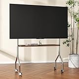 CXJGCRDM Mobiler TV-Wagen mit Rollendem Ständer für 43-75-Zoll-Fernseher, Rollwagen mit Edelstahlsockel, Abschließbaren Rädern und Holzablagefach, Boden-TV-Ständer für Kleine Räume(Style 1)
