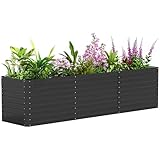 Outsunny Hochbeet Blumenhochbeet witterungsbeständig, Pflanzbeet Frühbeet Gartenbeet Pflanzkübel Pflanzkasten aus Verzinkter Stahl, Blumenkasten für Terrasse & Garten, 240 x 60 x 60 cm