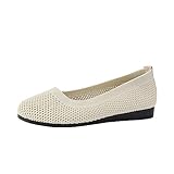 Damen Ballerina Bequeme Ballerina Schuhe Geschlossen Flache Sandalen Strick Kleid Schuhe Komfort Mesh Slip On Ballerina Walking Flats Schuhe für Frauen Bequem Weich Einzelne Schuhe